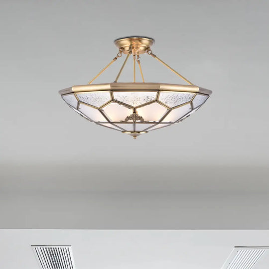 Traditional Frosted Glass Semi Flush Mount For Corridor - Gold Wide 14’/16’/18’ 3/4/6 Lights / 18’