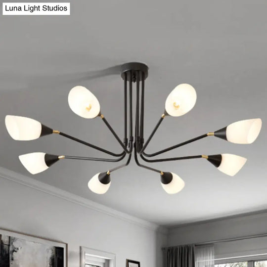 Traditional Frosted Glass Sputnik Semi Flush Light With 4/6/8 White Lights - Ideal For Bedroom