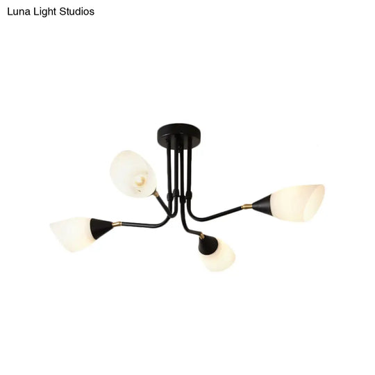 Traditional Frosted Glass Sputnik Semi Flush Light With 4/6/8 White Lights - Ideal For Bedroom