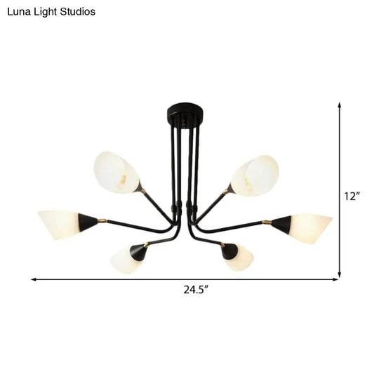 Traditional Frosted Glass Sputnik Semi Flush Light With 4/6/8 White Lights - Ideal For Bedroom