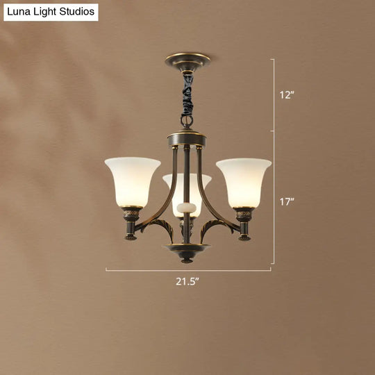 Traditional Frosted White Glass Chandelier - Elegant Hanging Light Fixture For Living Room