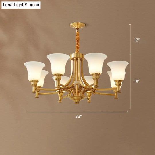 Traditional Frosted White Glass Chandelier - Elegant Hanging Light Fixture For Living Room