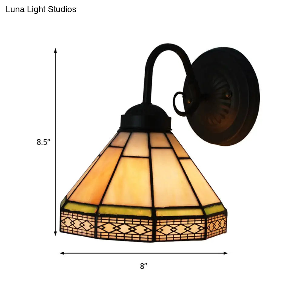 Traditional Geometric Stained Glass Wall Sconce - 1 Light For Dining Room Lighting