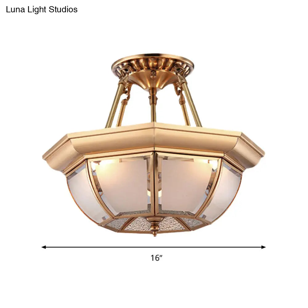 Traditional Opaque Glass Semi Flush Mount Ceiling Light 3/4 Bulbs 14/16/18 Dia - Bowl Dining Room