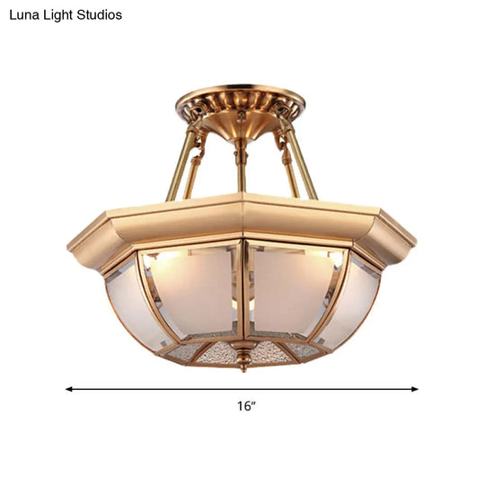 Traditional Opaque Glass Semi Flush Mount Ceiling Light 3/4 Bulbs 14/16/18 Dia - Bowl Dining Room