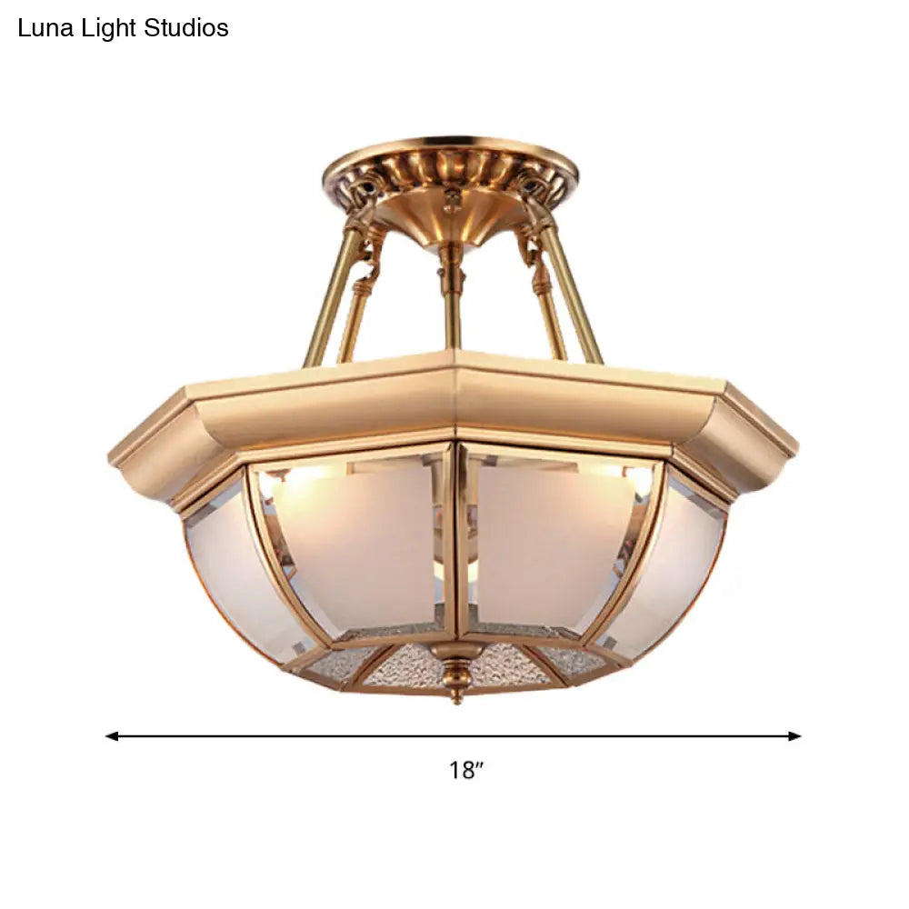 Traditional Opaque Glass Semi Flush Mount Ceiling Light 3/4 Bulbs 14/16/18 Dia - Bowl Dining Room