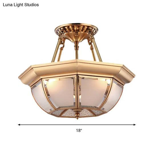 Traditional Opaque Glass Semi Flush Mount Ceiling Light 3/4 Bulbs 14/16/18 Dia - Bowl Dining Room