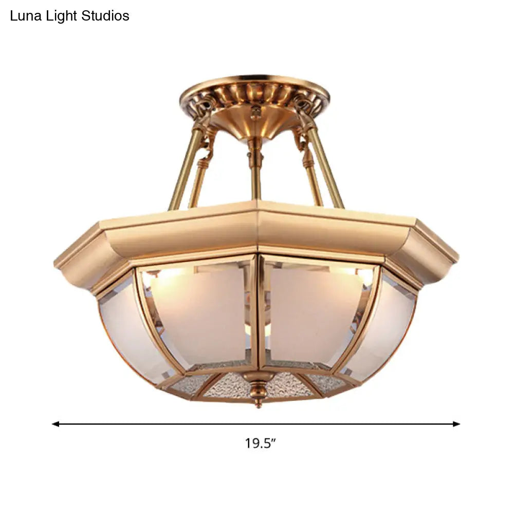 Traditional Opaque Glass Semi Flush Mount Ceiling Light 3/4 Bulbs 14/16/18 Dia - Bowl Dining Room