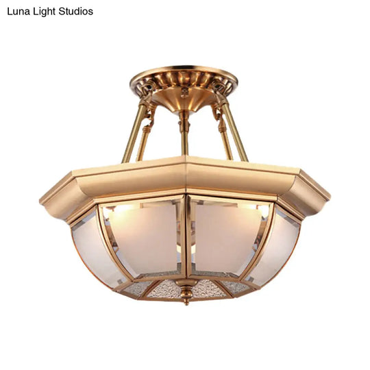 Traditional Opaque Glass Semi Flush Mount Ceiling Light 3/4 Bulbs 14/16/18 Dia - Bowl Dining Room