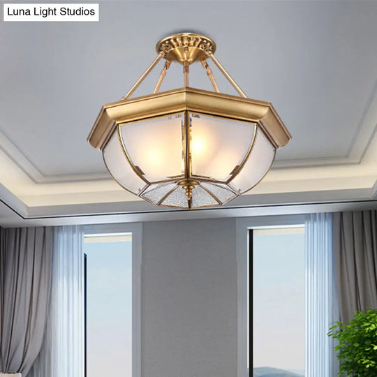 Traditional Opaque Glass Semi Flush Mount Ceiling Light 3/4 Bulbs 14/16/18 Dia - Bowl Dining Room