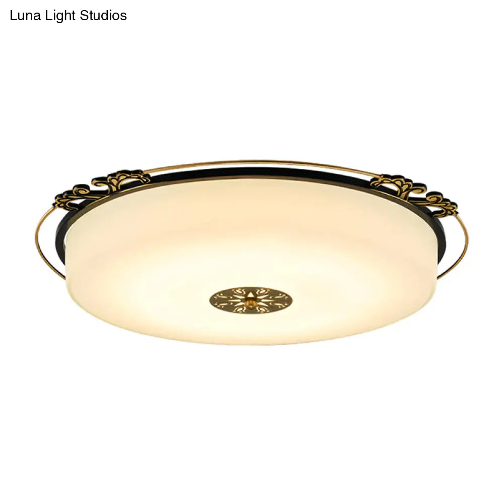 Traditional Glass Column Led Ceiling Light Fixture Black Flush Mount 18’/21.5’ Wide