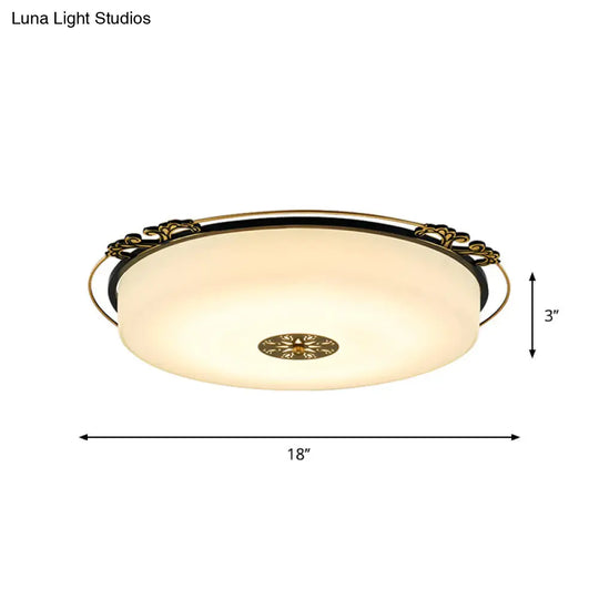 Traditional Glass Column Led Ceiling Light Fixture Black Flush Mount 18/21.5 Wide