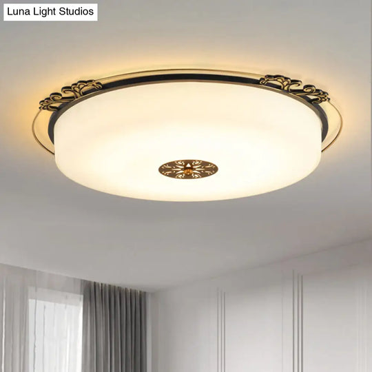 Traditional Glass Column Led Ceiling Light Fixture Black Flush Mount 18/21.5 Wide / 18