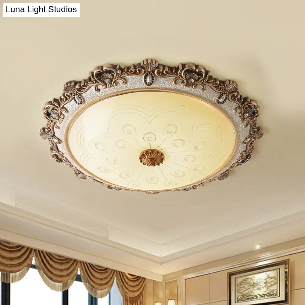 Traditional Glass Flush Dome Light In Warm/White Led - Various Sizes Available