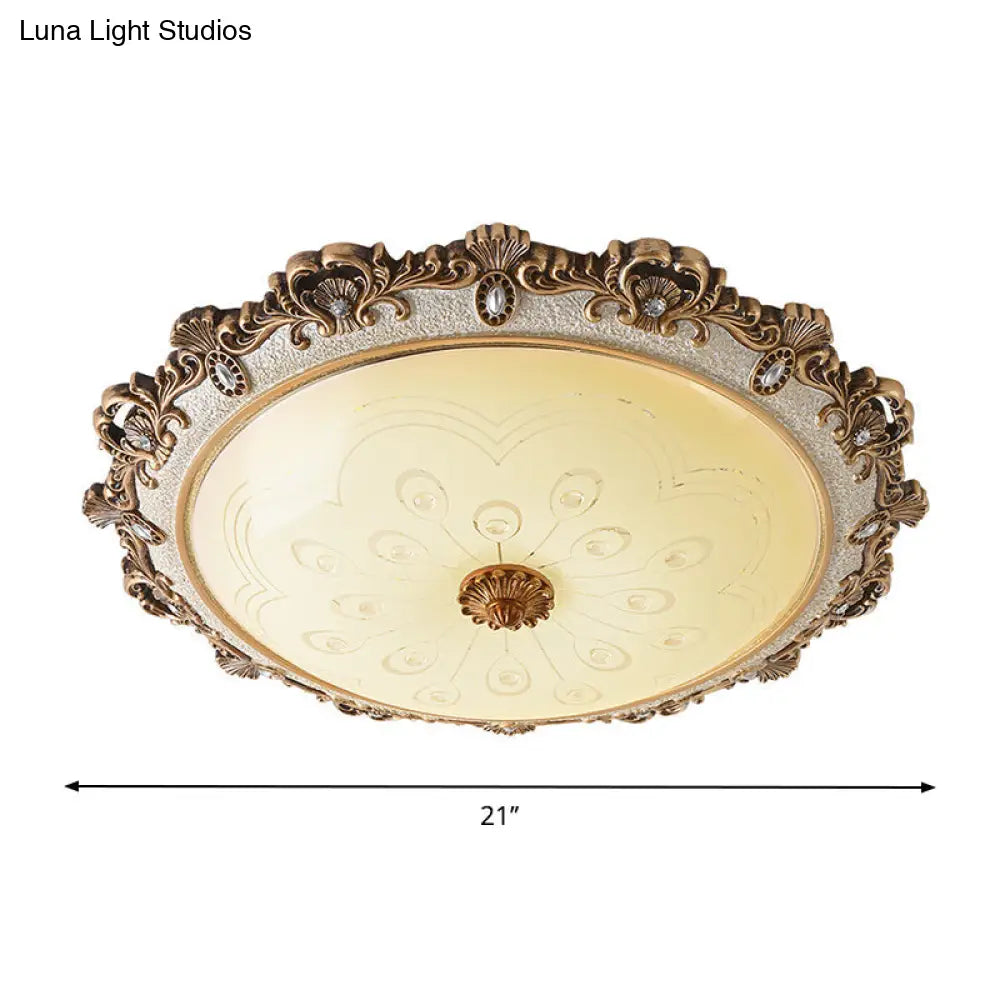 Traditional Glass Flush Dome Light In Warm/White Led - Various Sizes Available