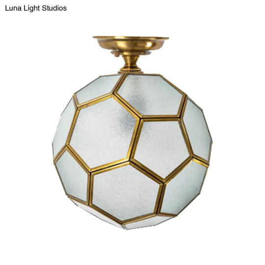 Traditional Glass Semi Flush Ceiling Lamp In Brass - Clear/Cream/Textured White 8 - 16’ Wide