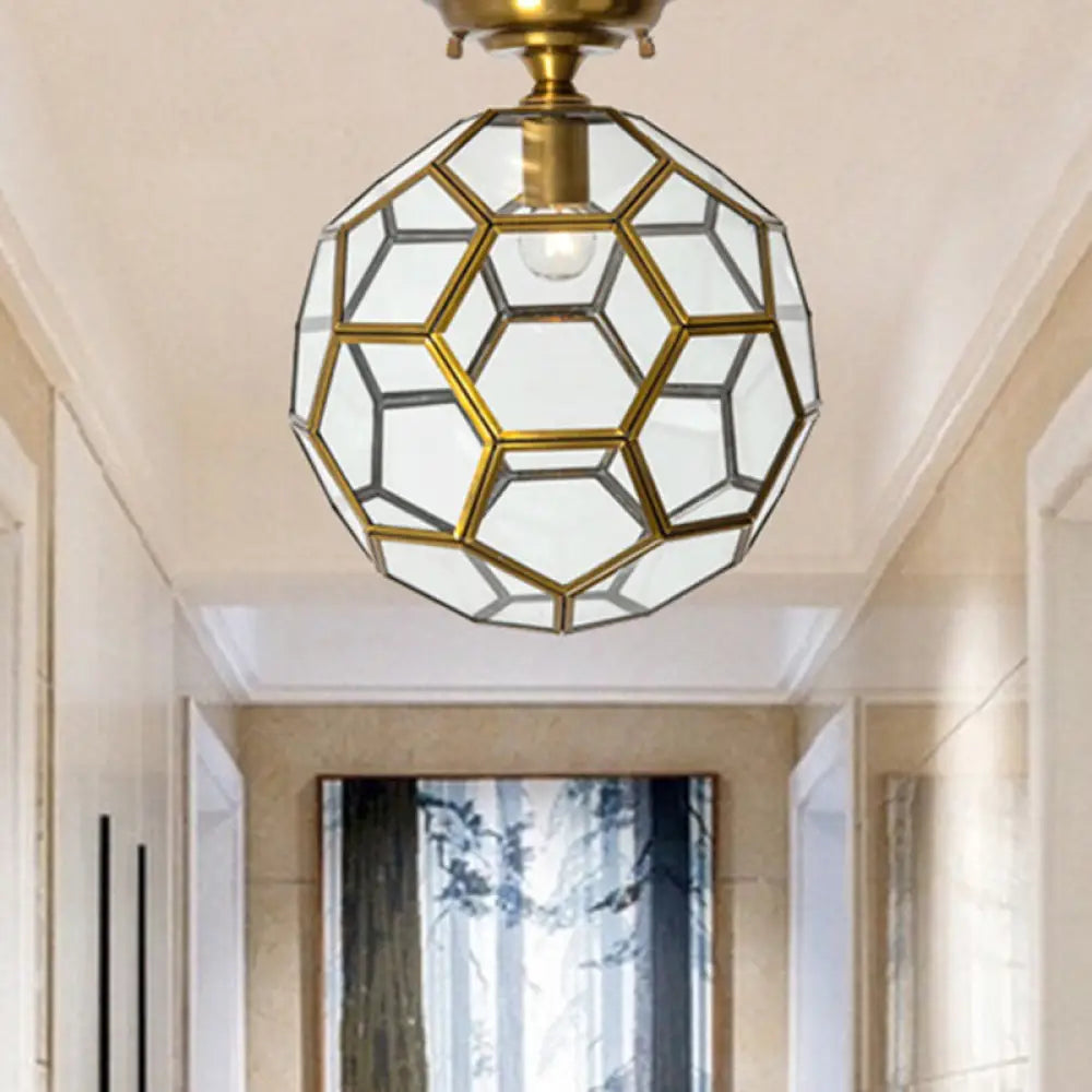 Traditional Glass Semi Flush Ceiling Lamp In Brass - Clear/Cream/Textured White 8 - 16’ Wide