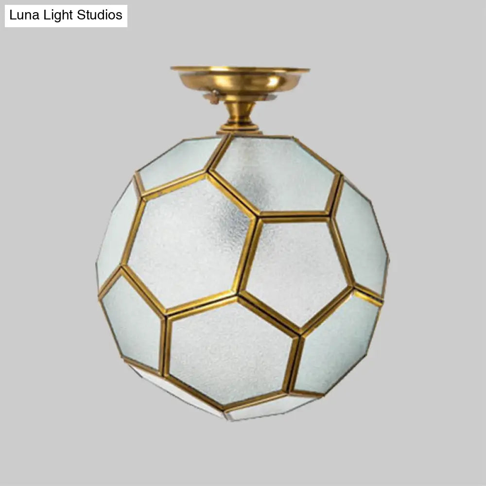 Traditional Glass Semi Flush Ceiling Lamp In Brass - Clear/Cream/Textured White 8 - 16’ Wide