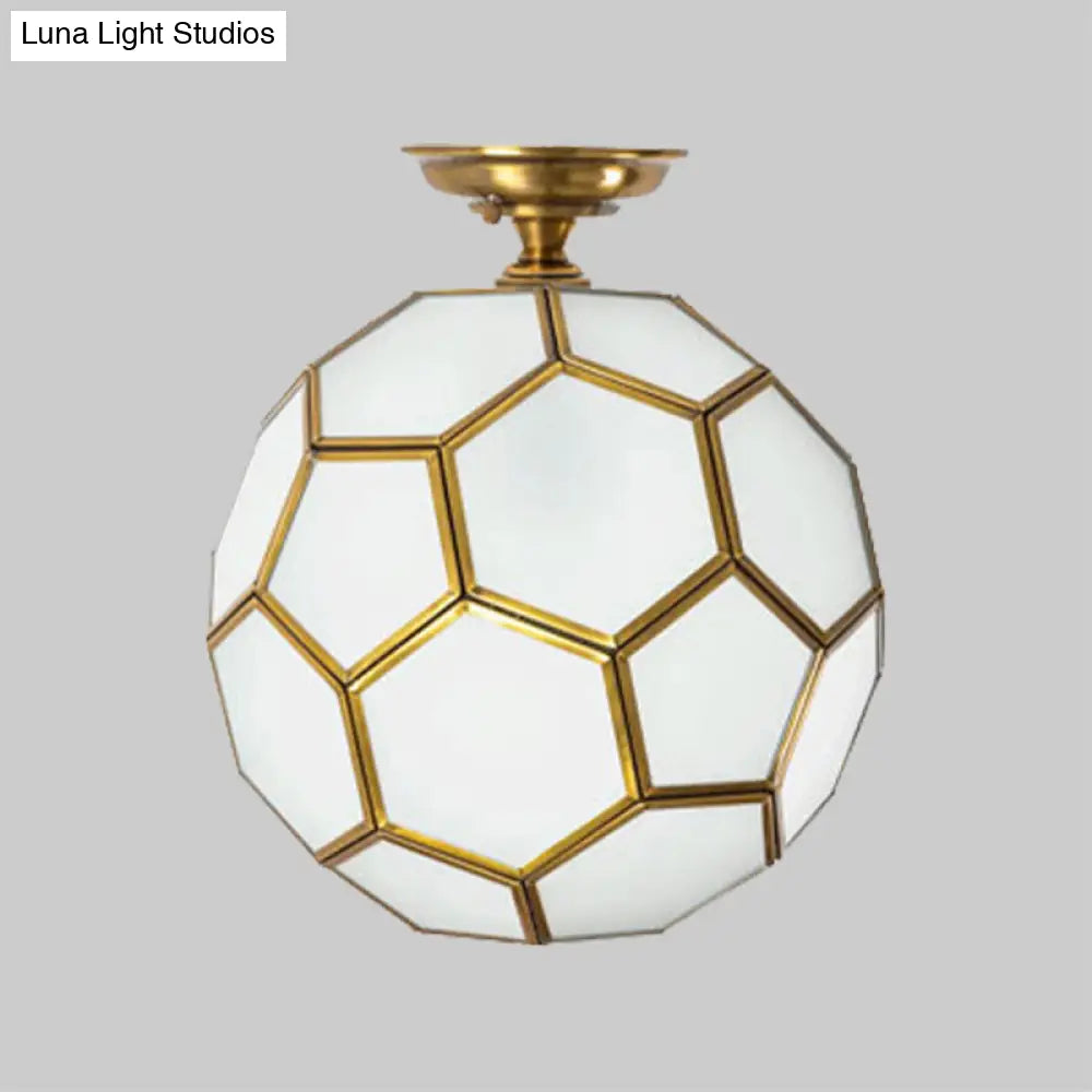 Traditional Glass Semi Flush Ceiling Lamp In Brass - Clear/Cream/Textured White 8 - 16’ Wide