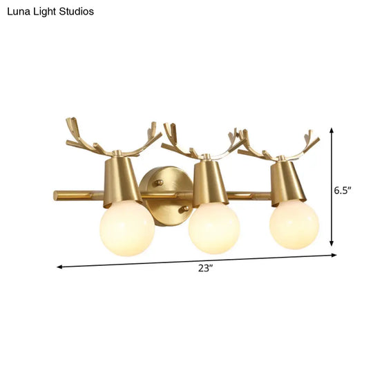 Traditional Global Vanity Wall Sconce In Brass - 1/2/3-Head Metal Light Fixture For Bathroom