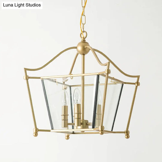 Traditional Gold 4-Light Metal Chandelier - Elegant Candle-Style Pendant For Dining Room