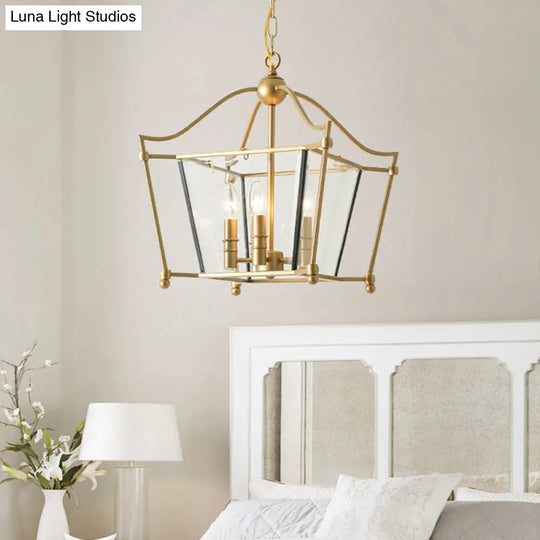 Traditional Gold 4-Light Metal Chandelier - Elegant Candle-Style Pendant For Dining Room