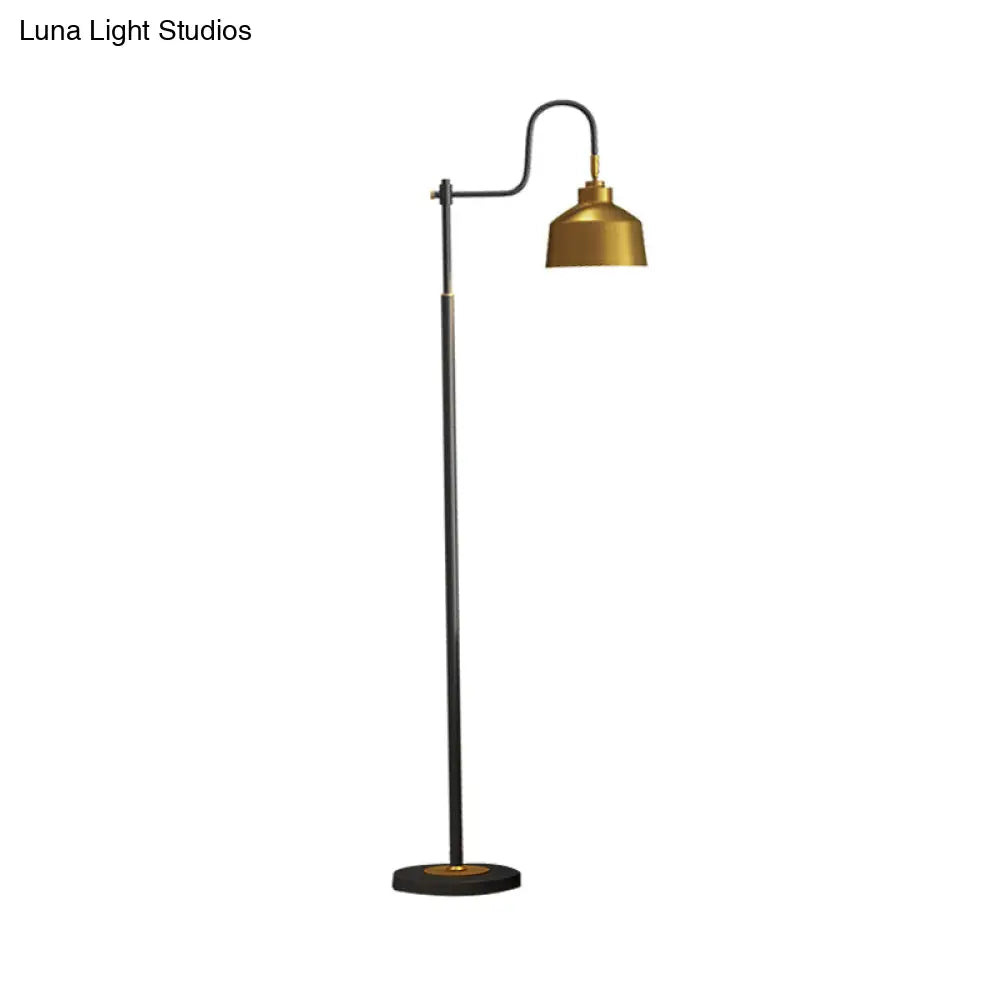 Traditional Gold Barn Shade Reading Floor Lamp With Gooseneck Arm