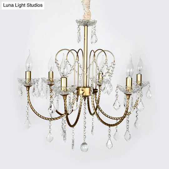 Traditional Gold Candlestick Crystal Chandelier Pendant Light - 5/6 Lights Ideal For Dining Room