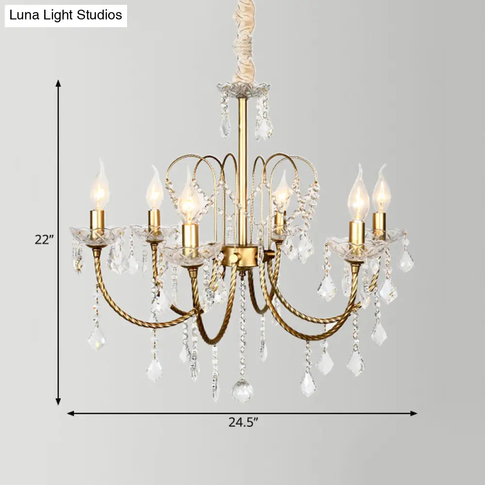 Traditional Gold Candlestick Crystal Chandelier Pendant Light - 5/6 Lights Ideal For Dining Room