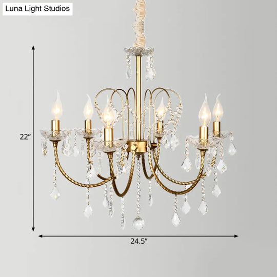 Traditional Gold Candlestick Crystal Chandelier Pendant Light - 5/6 Lights Ideal For Dining Room