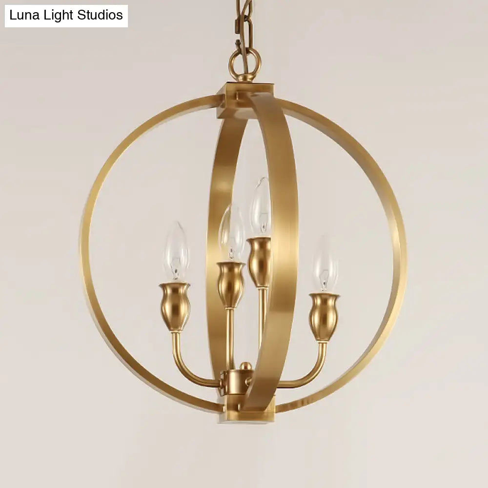 Traditional Gold Chandelier Light With 4/6 Lights Metal Candelabra Pendant Lamp