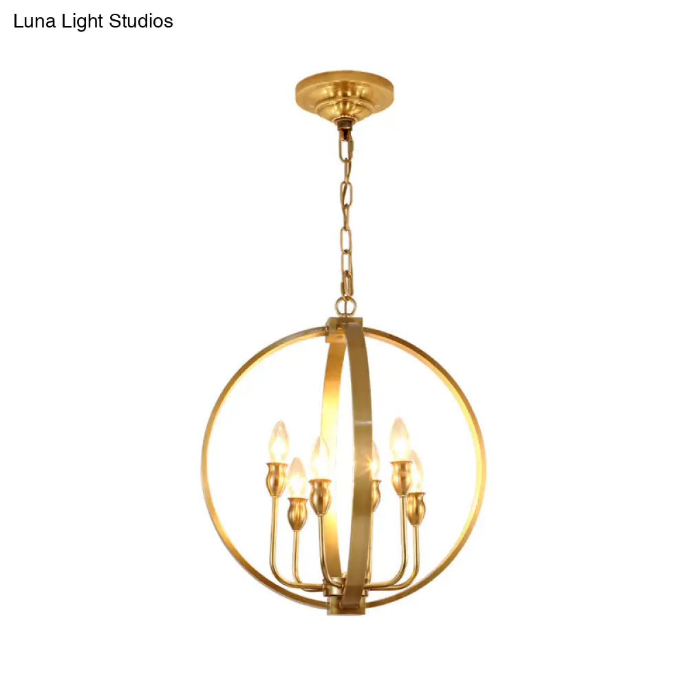 Traditional Gold Chandelier Light With 4/6 Lights Metal Candelabra Pendant Lamp