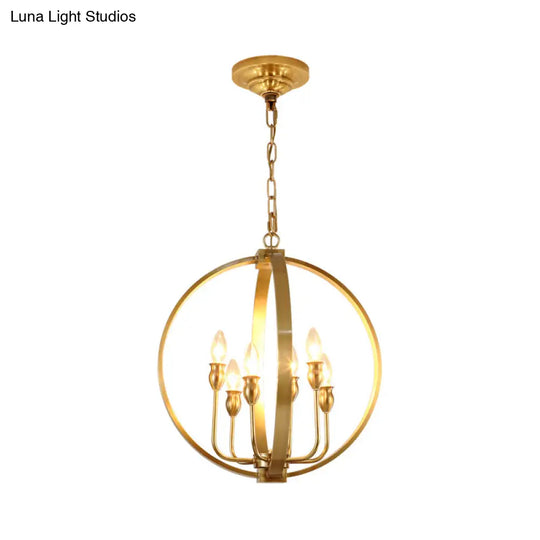 Traditional Gold Chandelier Light With 4/6 Lights Metal Candelabra Pendant Lamp