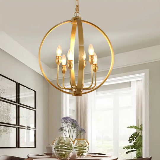 Traditional Gold Chandelier Light With 4/6 Lights Metal Candelabra Pendant Lamp 6 /