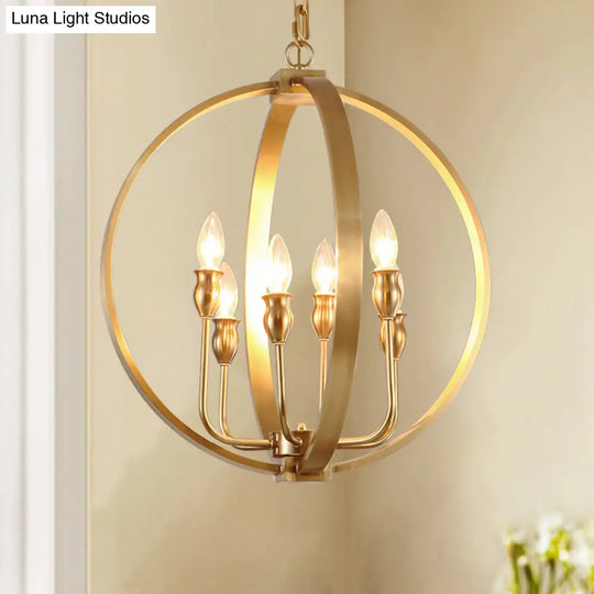 Traditional Gold Chandelier Light With 4/6 Lights Metal Candelabra Pendant Lamp