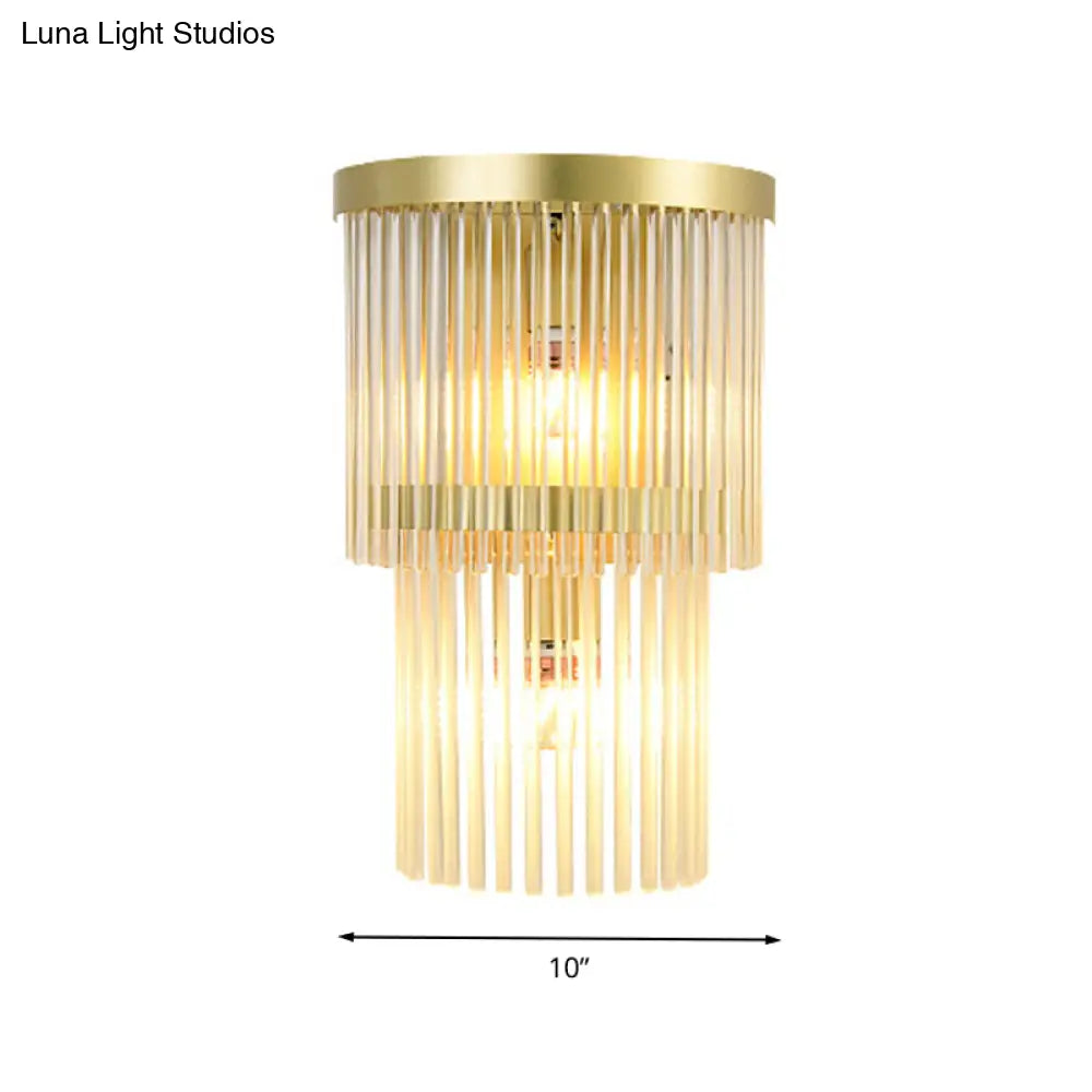 Traditional Gold Clear Crystal Led Wall Sconce For Living Room