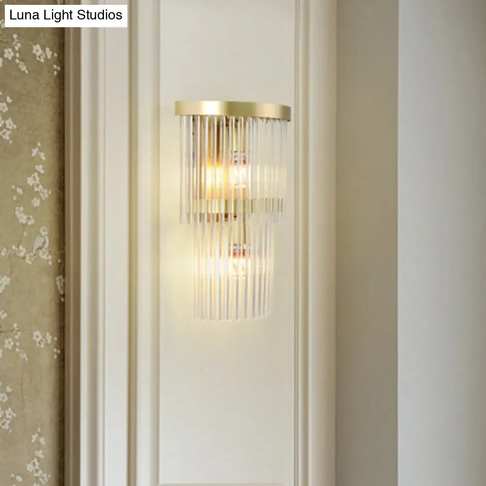 Traditional Gold Clear Crystal Led Wall Sconce For Living Room