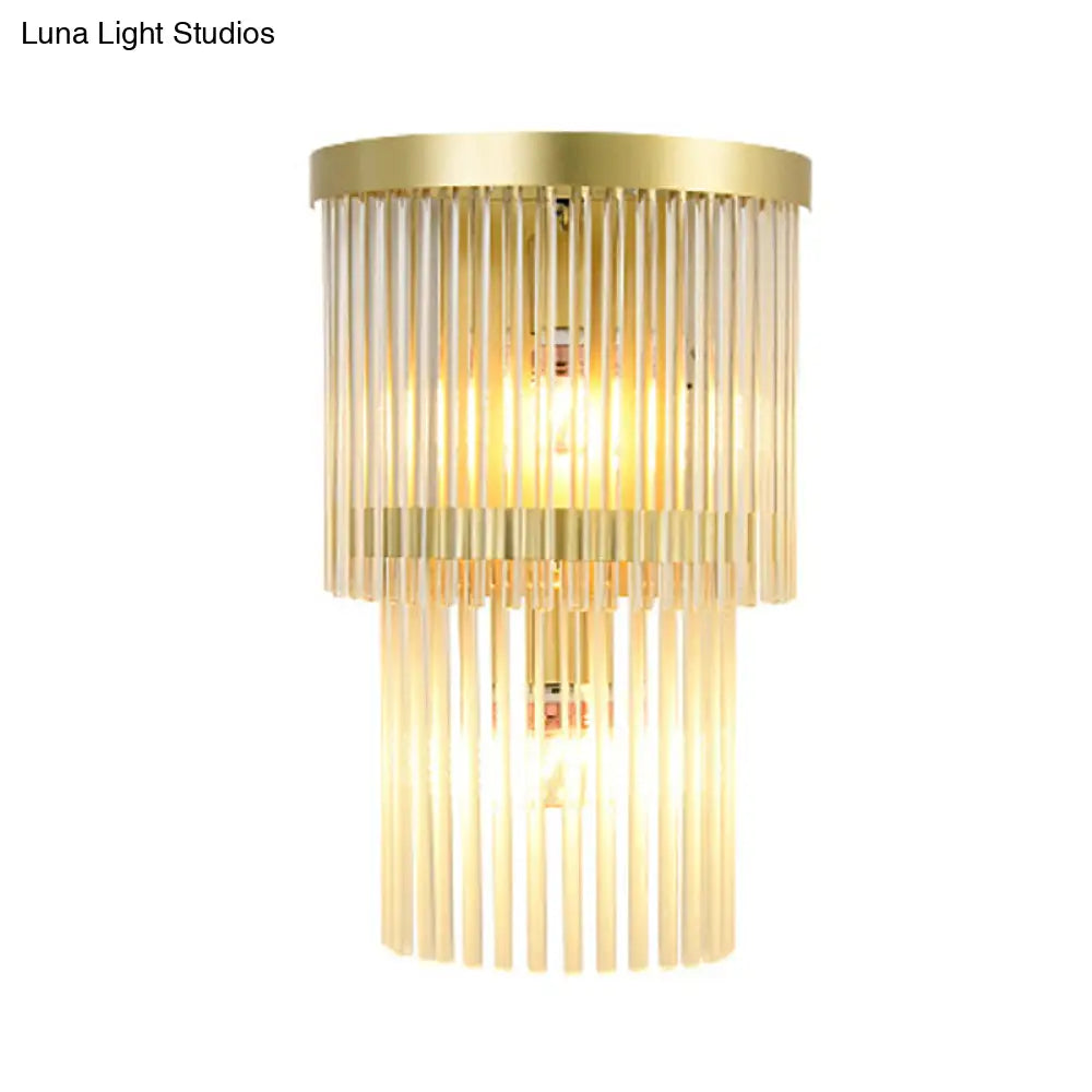 Traditional Gold Clear Crystal Led Wall Sconce For Living Room