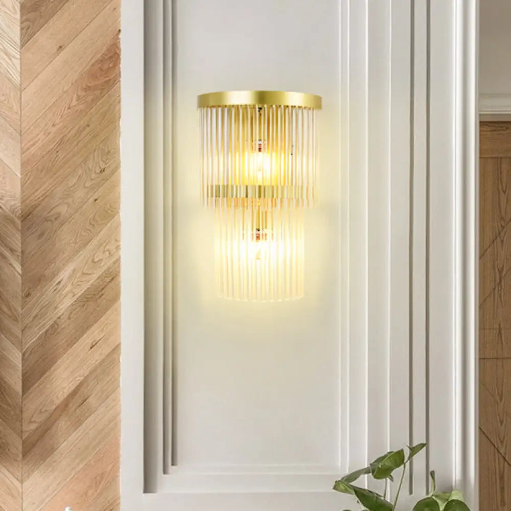 Traditional Gold Clear Crystal Led Wall Sconce For Living Room