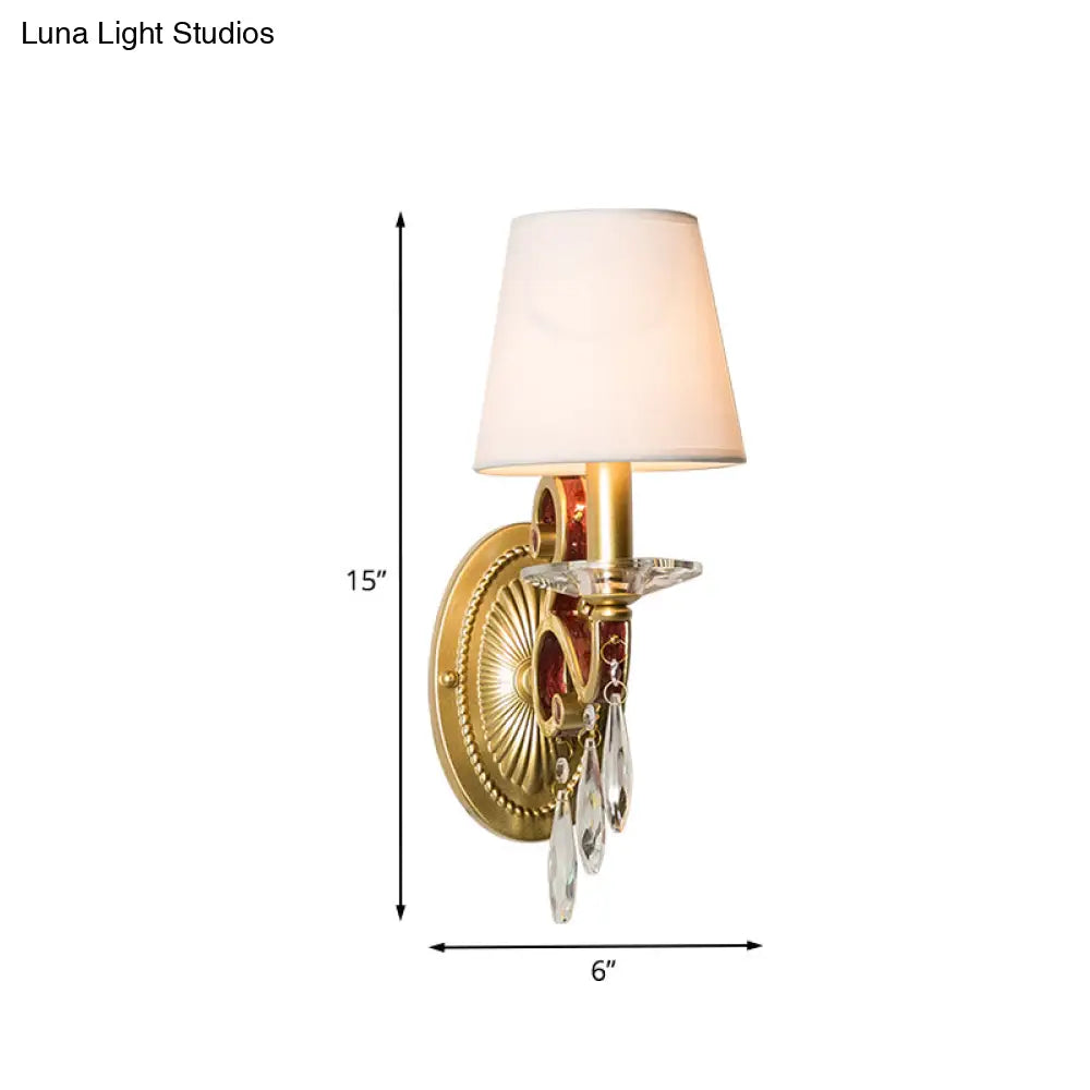 Traditional Gold Conical Sconce Light Fixture With Optional Fabric Shade