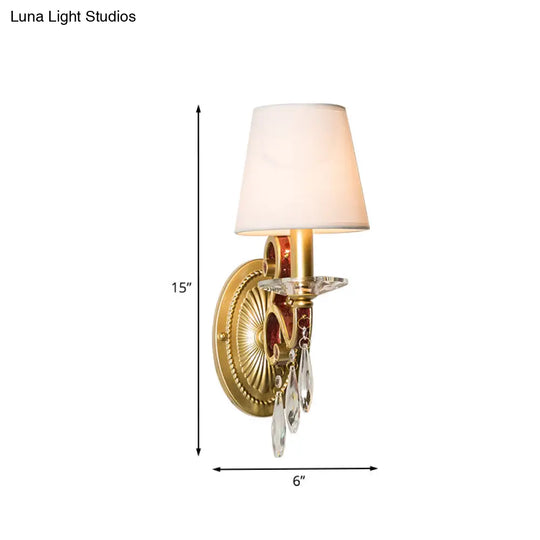 Traditional Gold Conical Sconce Light Fixture With Optional Fabric Shade