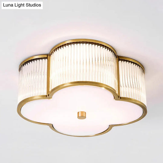 Traditional Gold Crystal Ceiling Mounted Fixture - 4 - Light Flush Mount Spotlight