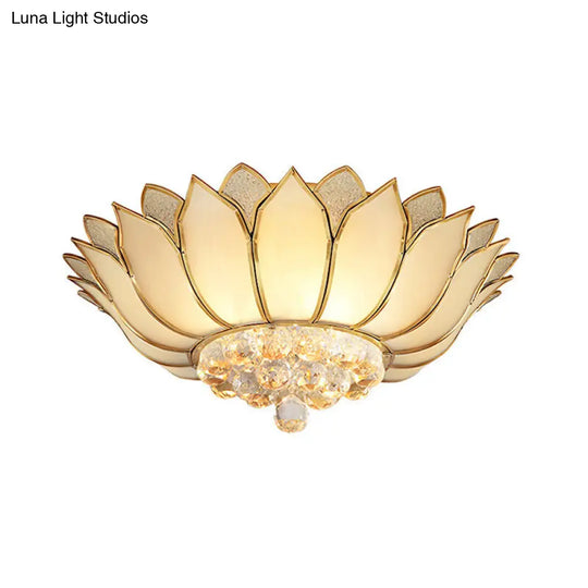 Traditional Gold Flush Mount Light With Scalloped Cream Glass Shades - 4/6 Lights 21.5/23.5 Wide