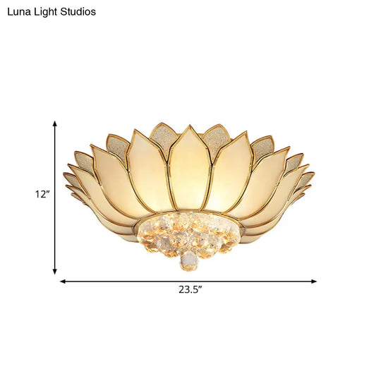 Traditional Gold Flush Mount Light With Scalloped Cream Glass Shades - 4/6 Lights 21.5’/23.5’