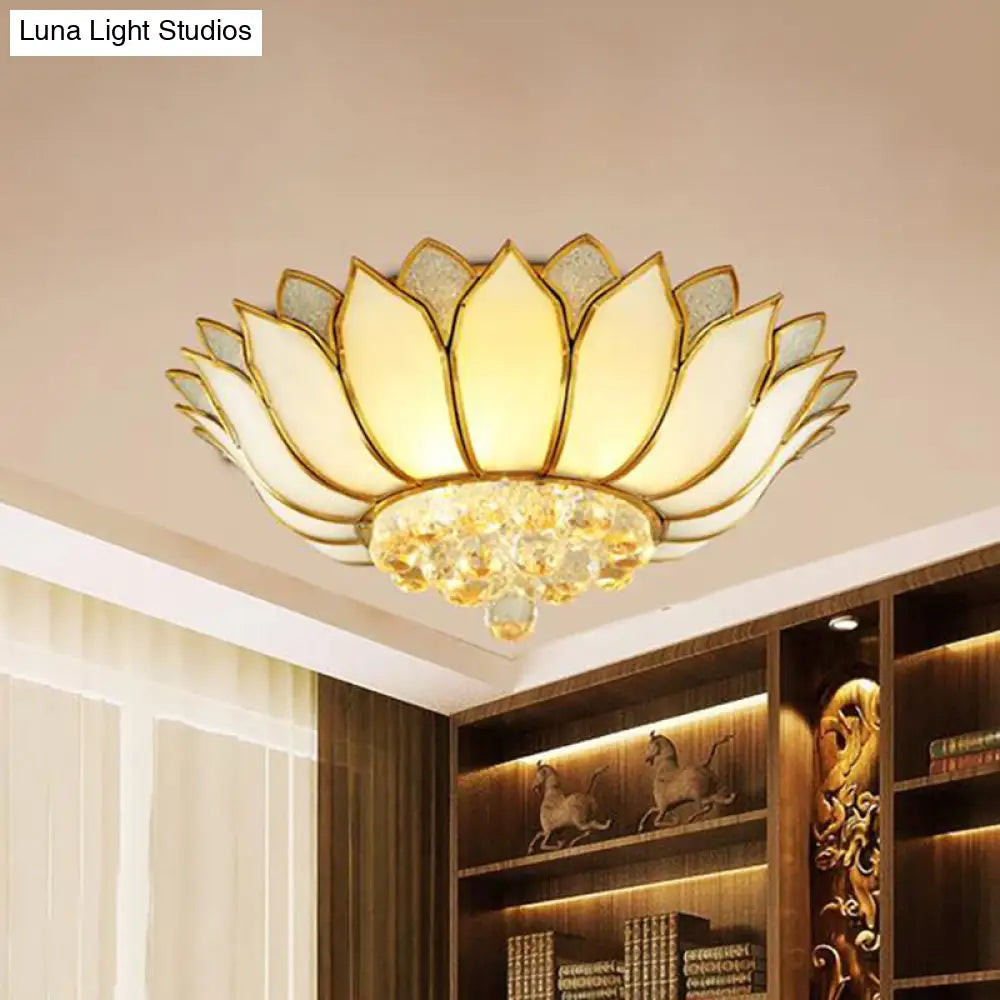 Traditional Gold Flush Mount Light With Scalloped Cream Glass Shades - 4/6 Lights 21.5/23.5 Wide