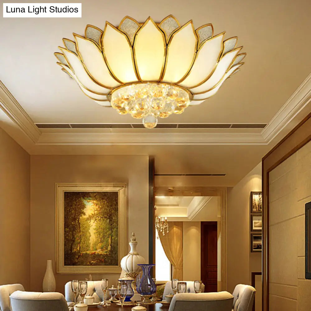 Traditional Gold Flush Mount Light With Scalloped Cream Glass Shades - 4/6 Lights 21.5’/23.5’