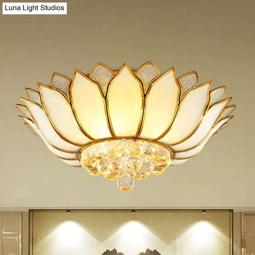 Traditional Gold Flush Mount Light With Scalloped Cream Glass Shades - 4/6 Lights 21.5/23.5 Wide
