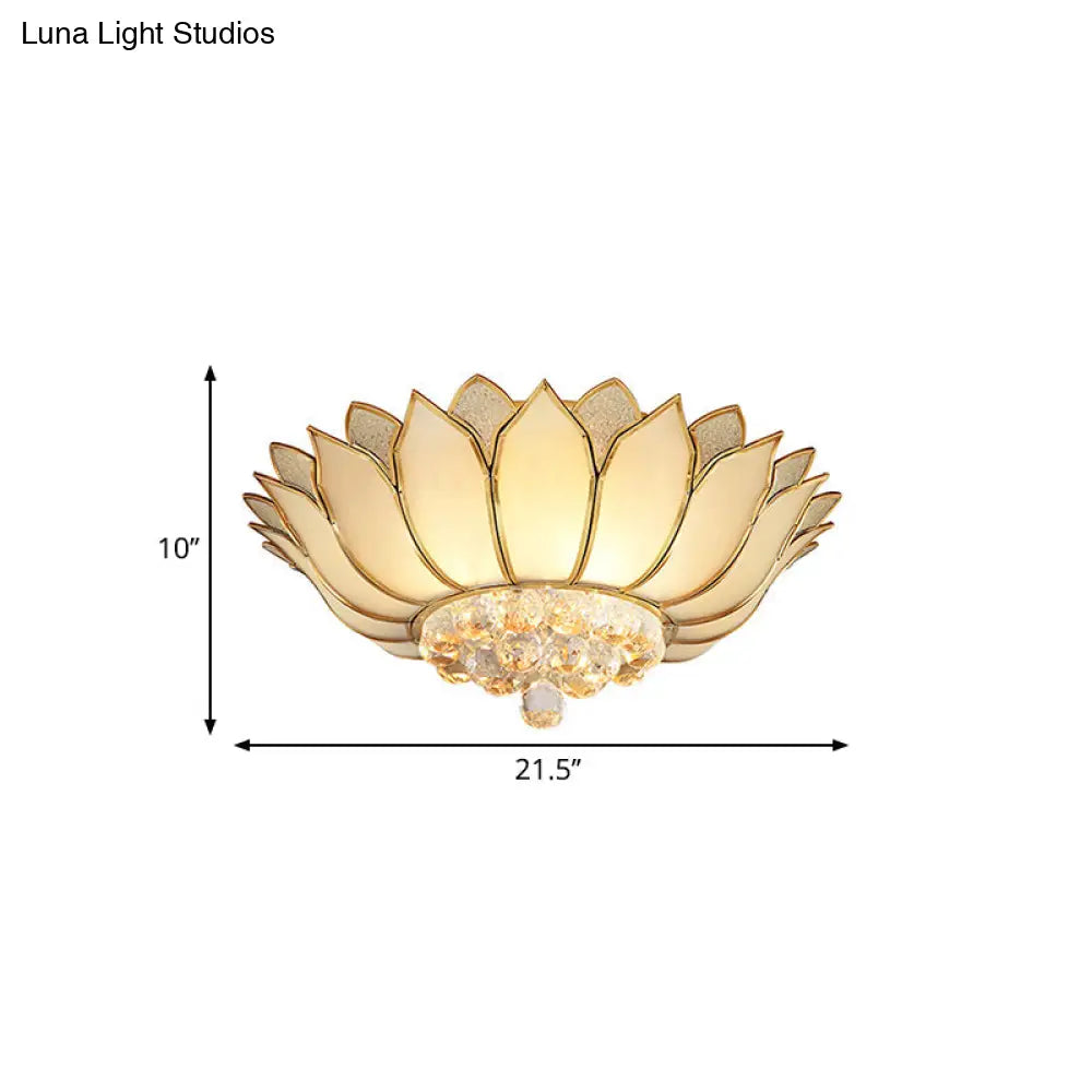 Traditional Gold Flush Mount Light With Scalloped Cream Glass Shades - 4/6 Lights 21.5’/23.5’