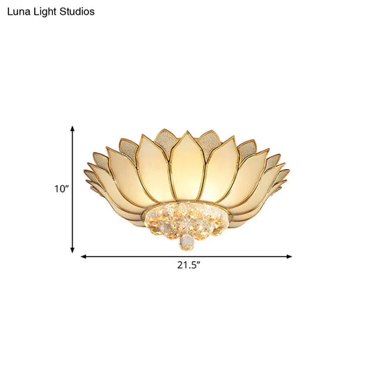 Traditional Gold Flush Mount Light With Scalloped Cream Glass Shades - 4/6 Lights 21.5’/23.5’