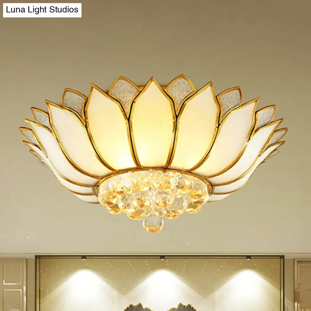 Traditional Gold Flush Mount Light With Scalloped Cream Glass Shades - 4/6 Lights 21.5’/23.5’